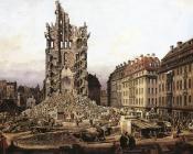 贝尔纳多 贝洛托 : The Ruins of the Old Kreuzkirche in Dresden